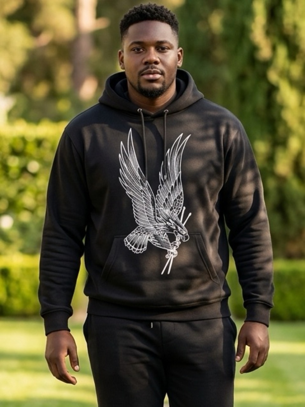 NWOT Unisex Taylored of London Black Graphic Hoodie Freedom Eagle - Size Large